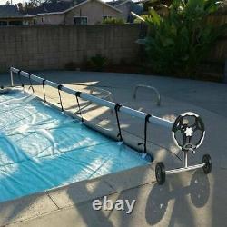 18 ft Pool Cover Reel Set with Hand Crank and Wheels