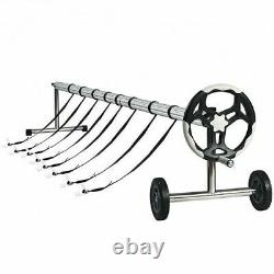 18 ft Pool Cover Reel Set with Hand Crank and Wheels