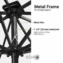 2 Set 9' FT 8-rib Patio Outdoor Aluminium Umbrella 32 Led Solar Crank Tilt Beige