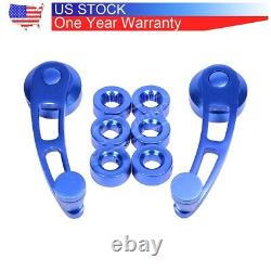 Aluminum set Universal Blue Car Billet Manual Door Window Winder Crank Handle