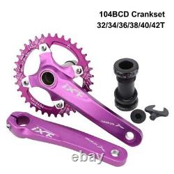 Mtb Bike Crankset Integrated Hollow Crank 104BCD 32/34/36/38/40/42T Chainring