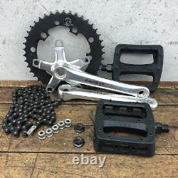 Old School BMX Sugino GT Crank Set 175mm Lot Odyssey Pedals Chain MCS 42t