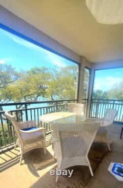 Outdoor Dining, 4 Chairs, Glass Table, Umbrella, Wicker Style over Aluminum