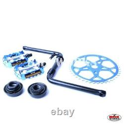 ProBMX Crank, Snowflake Chainwheel, Pedals & Bearing Set Black & Blue