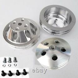Sbc Aluminum Long Water Pump Lwp 2g / Crank 2g / Power Steering 2g Pulley Set