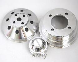 Small Block Ford Mustang 351W-302 Serpentine Aluminum Pulley Kit Crank, Water, ALT