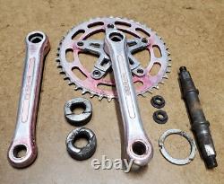 TEAM SCHWINN 170mm Red BMX Alloy Crank Arm Set Spindle BB Cups Sugino Vintage