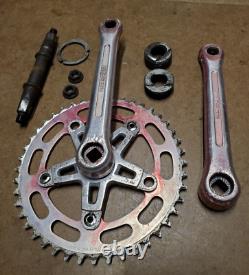 TEAM SCHWINN 170mm Red BMX Alloy Crank Arm Set Spindle BB Cups Sugino Vintage