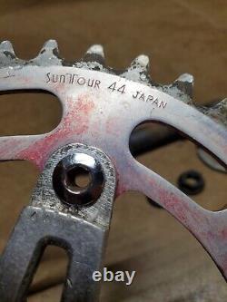 TEAM SCHWINN 170mm Red BMX Alloy Crank Arm Set Spindle BB Cups Sugino Vintage