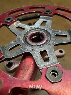 TEAM SCHWINN 170mm Red BMX Alloy Crank Arm Set Spindle BB Cups Sugino Vintage