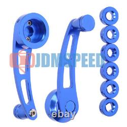 Universal Blue Car Window Winder Glass Crank Handle Aluminum Knobs Metal Set