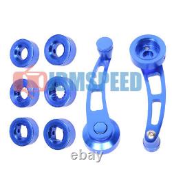 Universal Blue Car Window Winder Glass Crank Handle Aluminum Knobs Metal Set