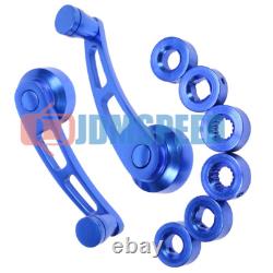 Universal Blue Car Window Winder Glass Crank Handle Aluminum Knobs Metal Set