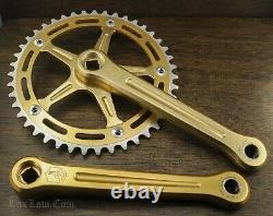 Vintage 80s Campagnolo Old School Gold BMX Bike CRANKS 170 43t NOS Pista Bicycle