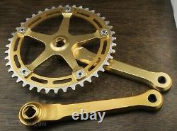 Vintage 80s Campagnolo Old School Gold BMX Bike CRANKS 170 43t NOS Pista Bicycle