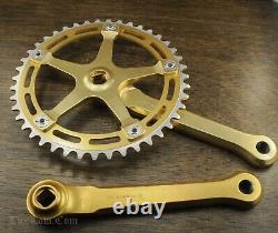 Vintage 80s Campagnolo Old School Gold BMX Bike CRANKS 170 43t NOS Pista Bicycle