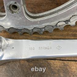 Vintage Campagnolo 150 mm Crank Set 3 Arm Alloy Double Strada 1970s Italy Eroica