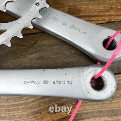Vintage Campagnolo Crank Set 172.5 mm Double 135 BCD 39T 52T Rings Alloy Race