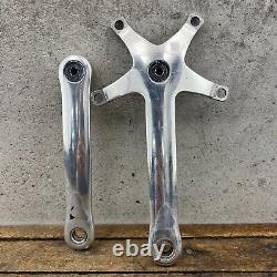 Vintage Campagnolo Crank Set 172.5 mm Double Square Taper 135 BCD Italy Caps