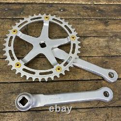 Vintage Campagnolo Crank Set Single Old Road BMX 80s 170mm 42t New Gold Bolts