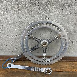 Vintage Campagnolo Gran Sport Crank Set 3 Arm Steel Double Campy Italy Eroica A4