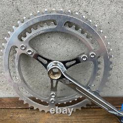 Vintage Campagnolo Gran Sport Crank Set 3 Arm Steel Double Campy Italy Eroica A4