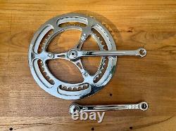 Vintage Campagnolo Gran Sport Steel Crank Set 3 Arm Double with Chain guard 1972