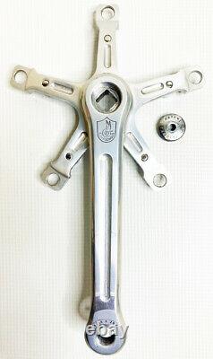 Vintage Campagnolo Strada 170mm Triple Square Taper Cranks with Caps & Bolts Set