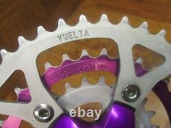 Vintage Cook Bros Racing 175l 94/58 Bcd 44/34/24t Crank Set Purple Anodized