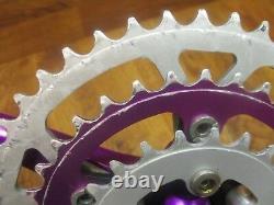 Vintage Cook Bros Racing 175l 94/58 Bcd 44/34/24t Crank Set Purple Anodized