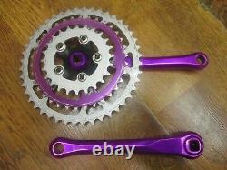 Vintage Cook Bros Racing 175l 94/58 Bcd 44/34/24t Crank Set Purple Anodized