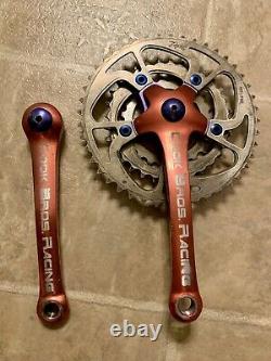 Vintage Cook Bros. Racing Crank Set -Red & Blue 170mm CBR Cook Brothers MTB