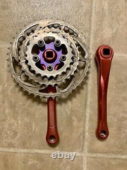 Vintage Cook Bros. Racing Crank Set -Red & Blue 170mm CBR Cook Brothers MTB