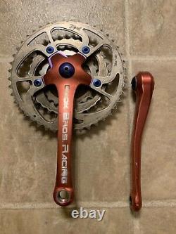 Vintage Cook Bros. Racing Crank Set -Red & Blue 170mm CBR Cook Brothers MTB