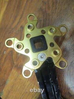 Vintage Kooka 175l 94/58 Bcd Square Taper Crank Arm Set Black & Gold