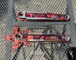 Vintage Kooka Square Taper Crank Arm Set Red Black Splatter Non Drive Cracked