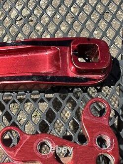 Vintage Kooka Square Taper Crank Arm Set Red Black Splatter Non Drive Cracked