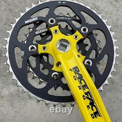 Vintage Race Face Crank Set Forged + Rings YELLOW Mountain Bike 90s RACEFACE