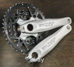 Vintage Shimano XT 175mm MTB Bike CRANKS 44t32t22t Chainrings Hollowtech Bicycle