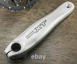 Vintage Shimano XT 175mm MTB Bike CRANKS 44t32t22t Chainrings Hollowtech Bicycle