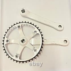 Vintage Suntour Superbe Pro White Crank Set 175 mm 130 BCD Single Race 9/16 RARE