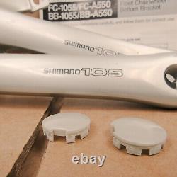 Ensemble de manivelles double NOS Shimano 105 SC (Modèle FC-1055, 175 mm). Usure en magasin.