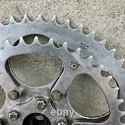 Ensemble de manivelles vintage 170 mm TA Lambert BCD VTT Klunker Double 52t 42t France