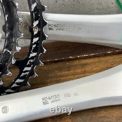 Ensemble de pédalier Vintage Shimano Deore XT FC-M730 175 mm Pantograph Crankset SG Rings