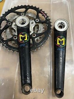 Ensemble de pédalier vintage Steely Danz pour VTT MRC McMahon Dans Cranks USA 175mm