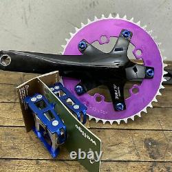 Shimano Alfine Fc-s500 Manivelle Set Bmx Fixie 170 Pro Neck Purple Blue Pedals S0