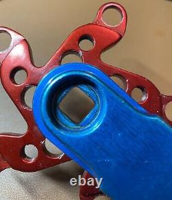 Vintage Kooka 175l 94/58 Bcd Square Taper Crank Arm Set Bleu & Rouge