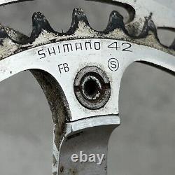 Vintage Shimano 600 Fc-6400 Tri Color Crane Set 172,5 MM 130 Bcd 53t 42t Anneaux